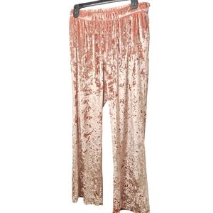Victoria's Secret Rose Gold High Waisted Wide Leg Shinny Velour Lounge Pants L